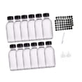 thumbnail image 4 of Botellas de muestra transparentes, minibotellas vacías, reutilizables, multiusos, botellas redondas de vidrio para aceites, salsas y uso decorativo. 12 piezas de 2 oz, 4 of 9