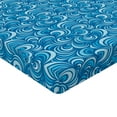 thumbnail image 2 of Ambesonne Blue Fitted Sheet 2 Pcs Set, Marine Waves Spirals Art, Twin, Blue Pale Blue, 2 of 3