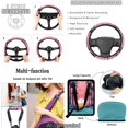 thumbnail image 5 of HUISEFOR 15 Pcs Sunset Palm Tree Car Seat Covers Full Set for Women Men Including Steering Wheel Cover Belt Cover Rear View Mirror Cover Garbage Can Air Vent Storage Bag Keychain Car Trash Can, 5 of 7