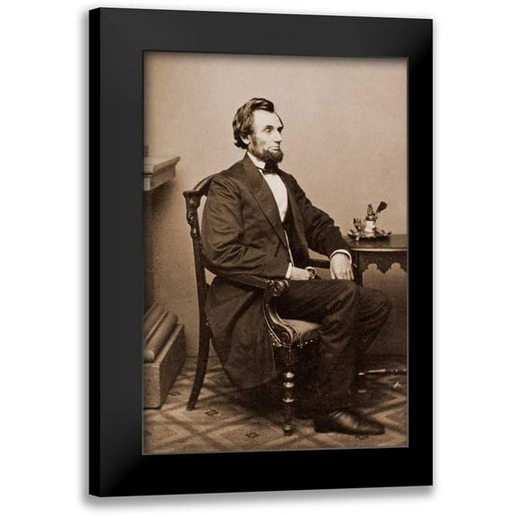 Brady, Mathew B. 11x14 Black Modern Framed Museum Art Print Titled - President Abraham Lincoln, Washington D.C., 1865
