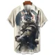 thumbnail image 4 of Camisas hawaianas de moda para hombre, camisetas casuales con estampado 3D de gato japonés Camurai para hombre, camisetas de manga corta de verano, camisetas Aloha, 4 of 5