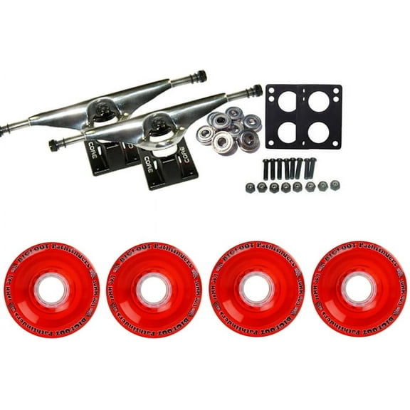 Core 7.0 Raw Longboard Trucks Wheels Package Bigfoot 70mm Pathfinders Red