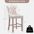 thumbnail image 2 of Velvet Upholstered Bar Stools Set of 4 with Back and Wood Legs, Metal Pulling Ring, Armless Counter Height Barstools for Kitchen Island, Pub, 2 of 8