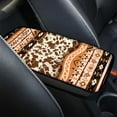 thumbnail image 3 of Renewold American Tribal Cow Print Khaki Auto Center Console Cover Pad Universal Fit for SUV Truck Car, Universal Car Armrest Seat Box Cover for Men Women, 3 of 6