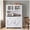 White, variant on Eastvita Farmhouse Pantry Cabinet Kitchen Pantry Storage with Microwave Stand/Rustic Buffet Sideboard with Sliding Door/Freestanding Cupboard with Shelves for Dining Room in Dark-Grey