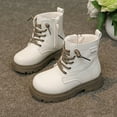 thumbnail image 2 of CAICJ98 Toddler Work Boots Lace Up Combat Boot Side Zipper Comfortable Boots for Girls Beige (Toddler/Little Kid),13, 2 of 7
