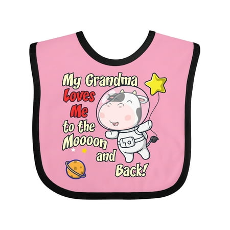 

Inktastic My Grandma Loves Me Cow Astronaut Boys or Girls Baby Bib