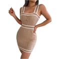 thumbnail image 2 of Antinious Women Sleeveless V-Neck Button Slim Knit Bodycon Dress, 2 of 5