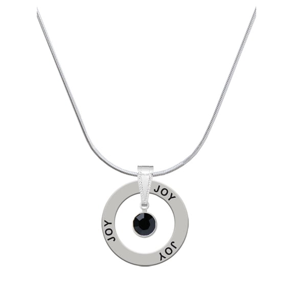 Delight Jewelry Crystal Black Channel Drop Joy Ring Charm Necklace, 18"