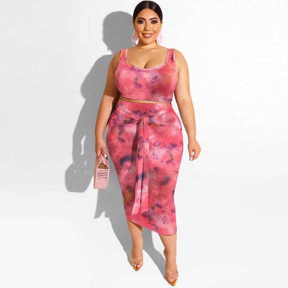 Xuyuer Women's Summer Printed Butt-Lifting Fashion Casual Plus Size Set - Matching Outfit, Pants for Women