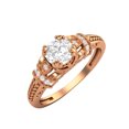 thumbnail image 2 of 5 MM Round Moissanite 925 Sterling Silver Rose Plated Blossom Design Ring, 2 of 3