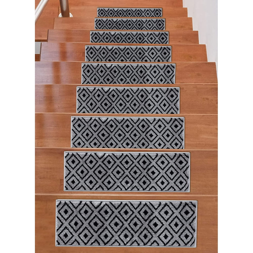 Beverly Rug Indoor Non Slip Carpet Stair Treads w/ Installed Tape 9"x28