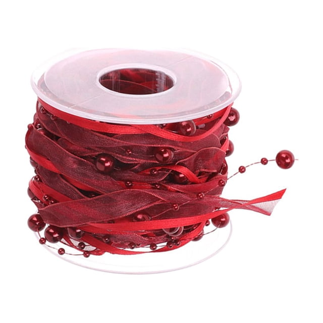 Shisuyan 1 Roll Creative Bead Ribbon Wedding Decorative Webbing Bands for Bouquet Party DIY Craft Supplies ( )