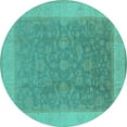 thumbnail image 1 of Ahgly Company Machine Washable Indoor Round Oriental Turquoise Blue Traditional Area Rugs, 7' Round, 1 of 4