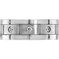 thumbnail image 4 of 14K White Gold Ibgoodman Men's Polished Satin And Grooved 3-Stone 1/6 Carat Aa Quality Diamond Ringsize 10 (Width 8.4) - Jbsp, 4 of 5