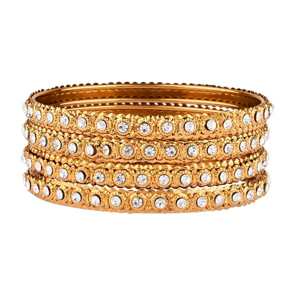 Efulgenz Indian Bollywood Traditional Kundan Crystal Indian Bangle Bracelet Set Jewelry for Women