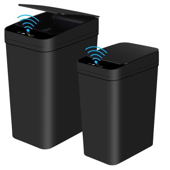 Anborry Bathroom Automatic Trash Can 2 Pack 2.2 Gal & 4 Gal Touchless Motion Sensor Small Garbage Can with Lid Smart Electric Nar