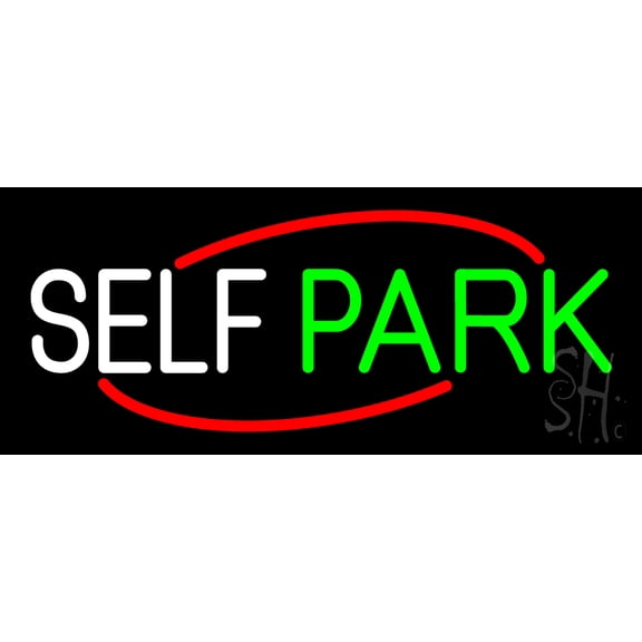 Self Park LED Neon Sign 10 x 24 - inches, Clear Edge Cut Acrylic Backing, with Dimmer - Bright and Premium built indoor LED Neon Sign for Bar decor.