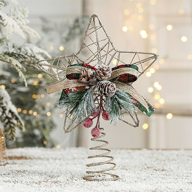 Multitrust Christmas Star Tree Topper, Rustic Treetop Decoration with