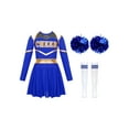 thumbnail image 3 of iiniim Kids Girls Cheerleading Fancy Dress Outfits with Pompoms Socks Musical Party Performance Dacewear A Royal Blue 16, 3 of 7