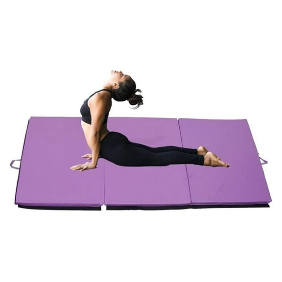 6’x4’ Tri-Fold 2" Thick Folding Gymnastics Tumble Mat, 2 Carrying Handles for Yoga, Aerobics, Mixed Martial Arts, Home Gym Protective Flooring Workout Mat