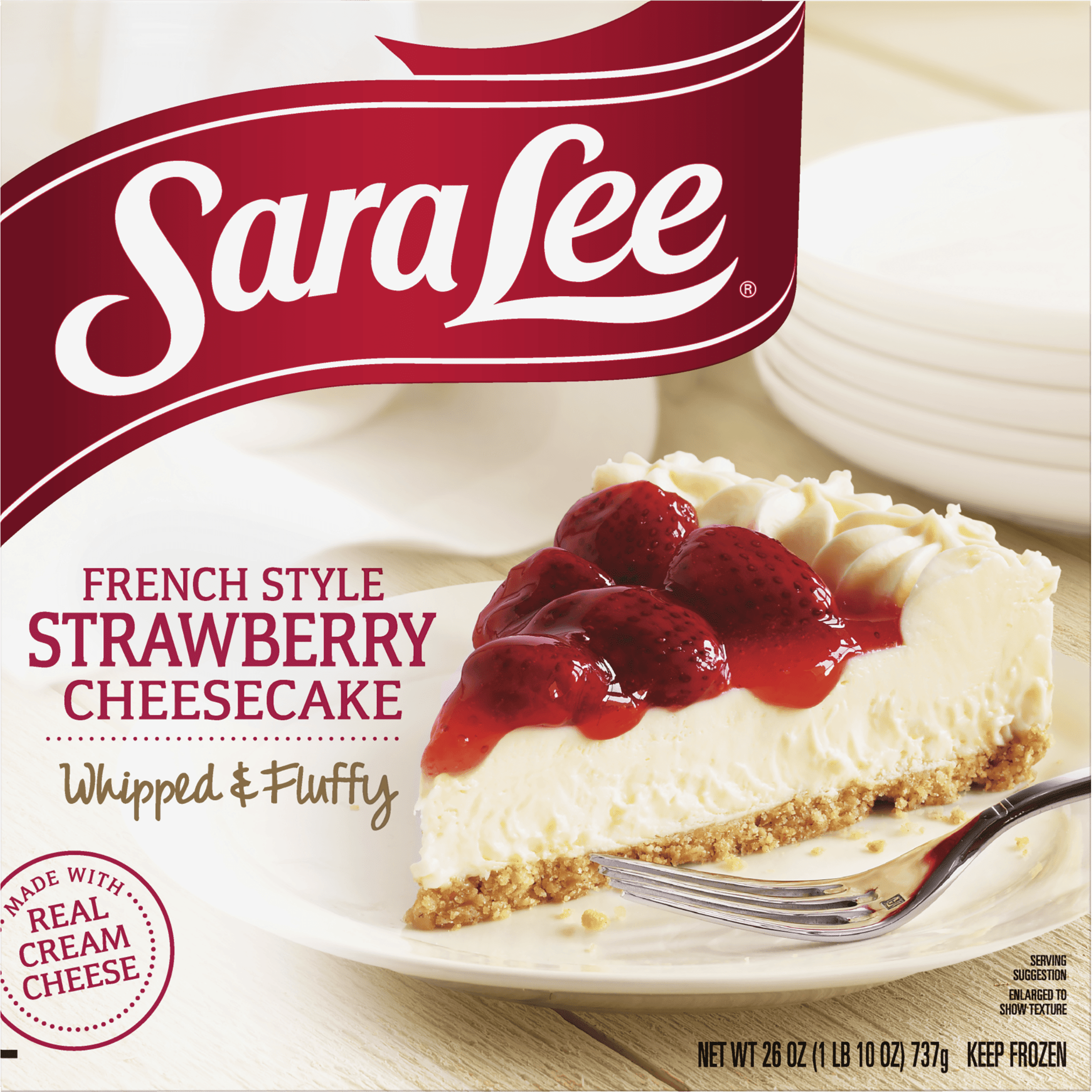 Sara Lee French Style Cheesecake, Strawberry, Frozen Dessert, 26oz