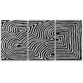 thumbnail image 3 of PixonSign Canvas Print Wall Art Set Smooth and Bumpy Line Pattern Geometric Shapes Illustrations Modern Art Contemporary Edgy Dark Black and White for Living Room, Bedroom, Office - 16"x24"x3, 3 of 5