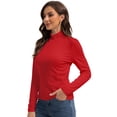 thumbnail image 2 of Women Mock Neck Long Sleeve Shirt Slim Fit Tops Base Layer Soft Lightweight Stretch Undershirts, 2 of 6