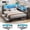 Gray&Queen Size, variant on Mabor Full Size Corner Bed Frame with Charging Station & Led Lights, Full Daybed with 2 Drawers and Storage Bookcase, Metal Platform Beds for Living Room Bedroom, Black