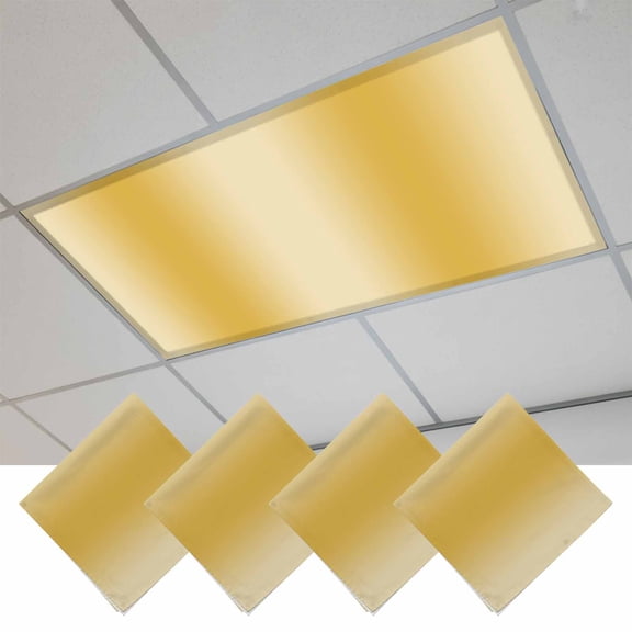 Fluorescent Light Covers for Ceiling Lights Classroom, Abstract Yellow Striped Magnetic Ceiling Light Cover Filter for School,Office, 2X4 FT, Pack of 4, Watercolor Ombre Yellow Texture