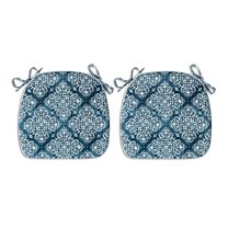 FBTS Prime 16x17 inch All-Weather Blue Geometric Outdoor Seat Pads, Pack of 2