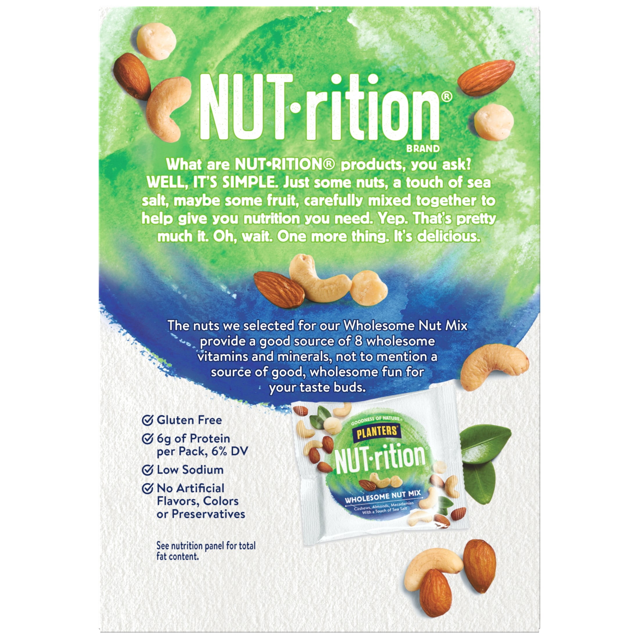 (4 pack) PLANTERS NUT-RITION Wholesome Nut Mix, Mixed Nuts, Plant Based Protein, 7 Count Box