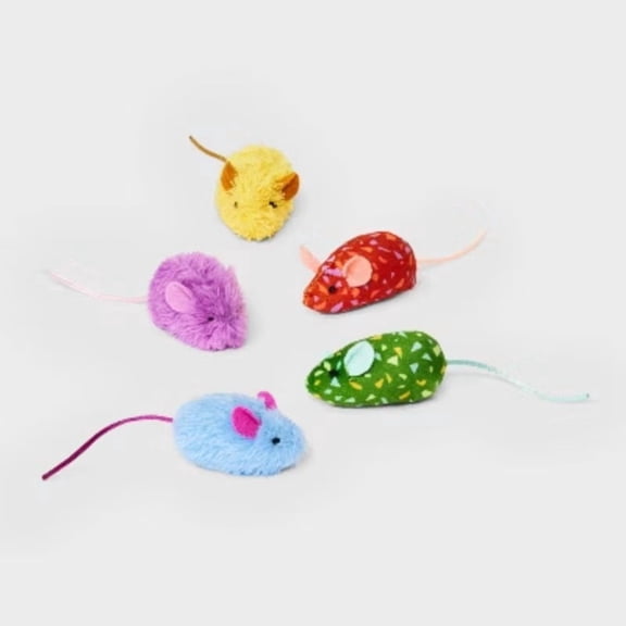 Mouse Critter Cat Plush Toy Set - 5pc
