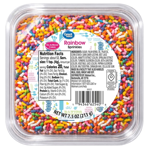 Great Value Rainbow Decorating Sprinkles, 7.5 oz