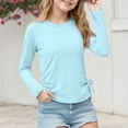 thumbnail image 2 of TTUHYWXI Girls Long Sleeve Shirts Ruched Knot Side Tunic Blouse Tee Tops (Light Blue, 9-10 Years), 2 of 5