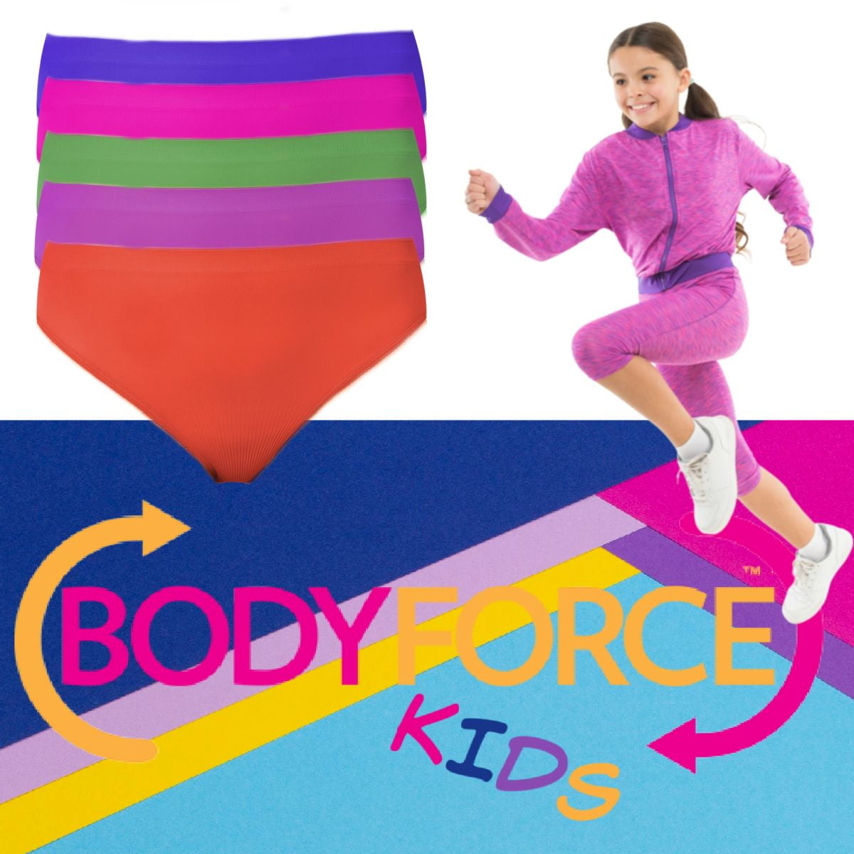 BodyForce Kid's Seamless Bikinis (Size Small, 5 pack) THE UNDERWEAR THAT’S FUN TO WEAR