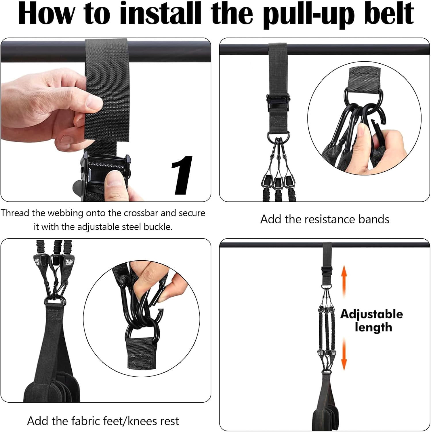 Pull Up Assistance Bands , Heavy Pull Up Bands Resistance Bands for Pull Ups Working Out with Feet Rest, Pull Up Bar Bands Assistance Bands Strength Training Workout Equipment