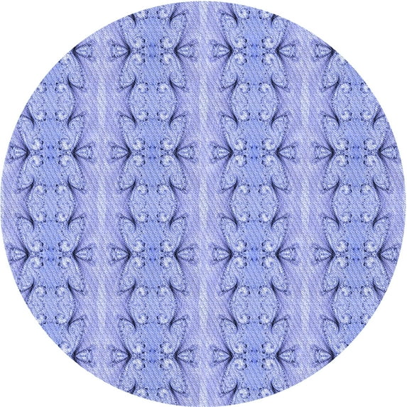 Ahgly Company Machine Washable Indoor Round Transitional Light Slate Blue Area Rugs, 5' Round