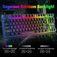 thumbnail image 5 of Wireless Gaming Keyboard and Mouse Combo with 87 Key Rainbow LED Backlight Rechargeable 3800mAh Battery Mechanical Feel Anti-ghosting Ergonomic Waterproof RGB Mute Mice for Computer PC Gamer (Black), 5 of 8