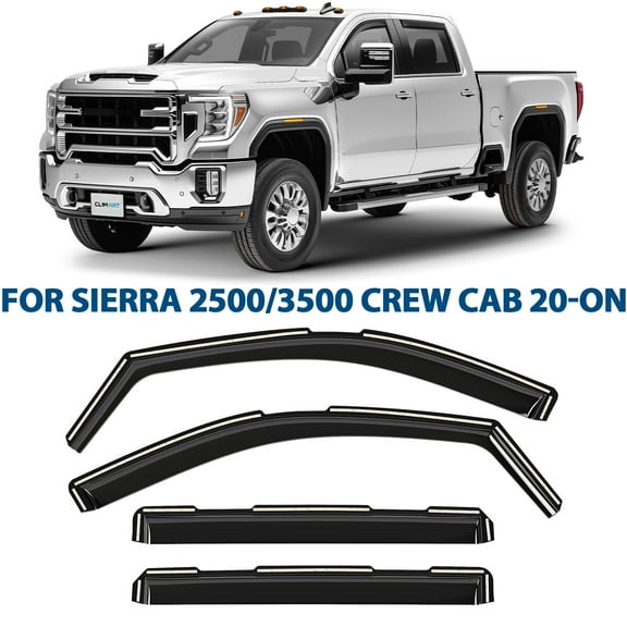 CLIM ART in-Channel Incredibly Durable Rain Guards for GMC Sierra 2500HD/3500HD 2020-2026 Crew Cab, Original Window Deflectors, Vent Window Visors, Vent Deflector, 4 pcs. - 620265