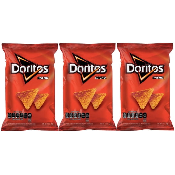 Doritos Nacho Mexican Version VTF5 Sabritas (3 Pack 5.4oz Cheesy Corn Chips Famous Popular Classic Snacks Fun Bag Bulk Deal Fancy Appetizers grab varieties hot & queso flavor botanas Mexicanos