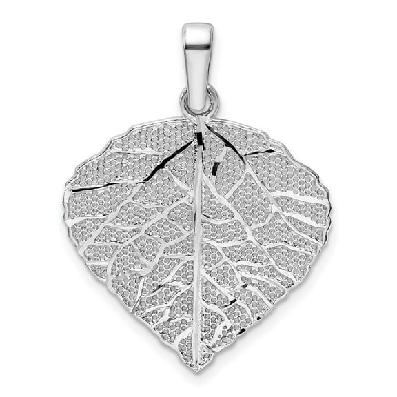 Diamond2Deal 925 Sterling Silver Rhod-Plated Diamond-Cut Leaf Pendant for Women (L- 1.19 inch, W- 1.07 inch)