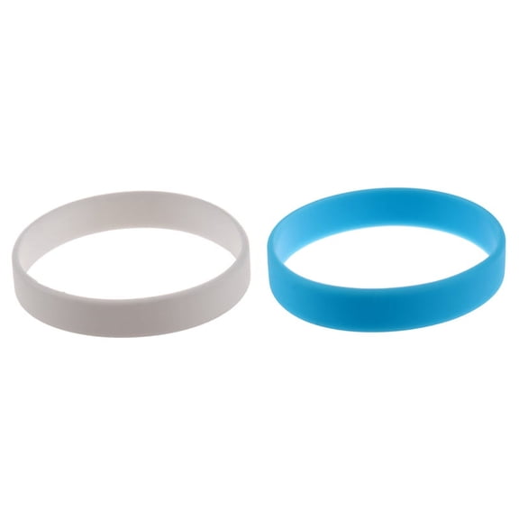2Pcs Fashion Silicone Rubber Elasticity Wristband Wrist Band Cuff Bracelet Bangle, White &
