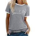 thumbnail image 3 of T-Shirts pour Femmes, Blouse à Manches Courtes Imprimé Floral Décontracté, Hauts pour Femmes Gris m, 3 of 7