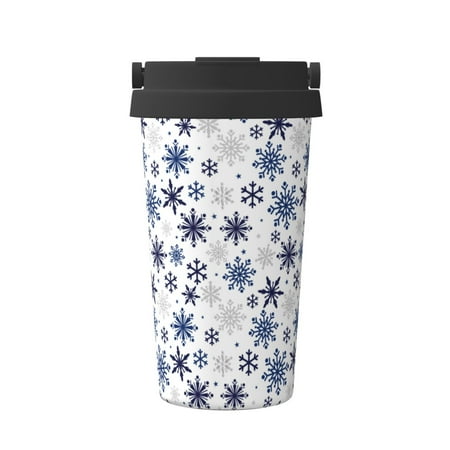 

Tebeau blue Snowflake Prints Print Travel Coffee Mug Insulated Coffee Cup with Leakproof Lid Coffee Tumbler Reusable Coffee Cups with Seal Lid