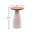 thumbnail image 3 of Modern Round Wood Accent Table with Carved Cone Base Solid Mango Wood Side Table for Living Room, Bedroom or Entryway White, 3 of 6