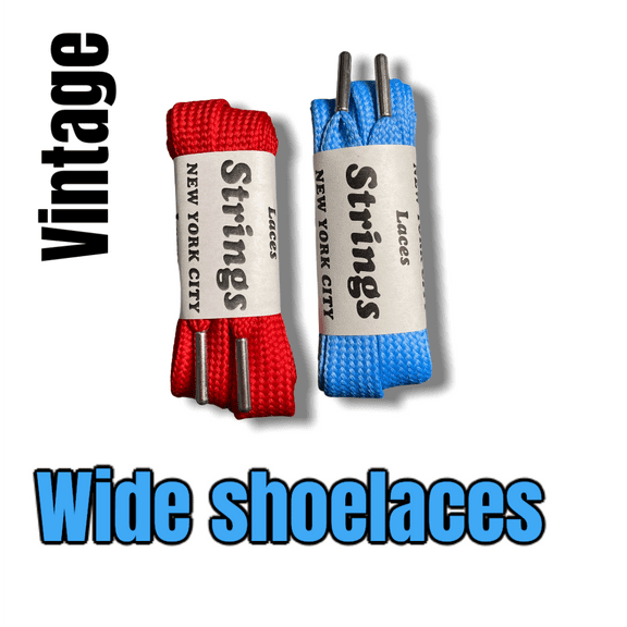 Wide 3/4 inch Shoe Laces Authentic 45" Length Red and Carolina Blue w/ Metal Silver Tips STRINGS Shoe Lace Co