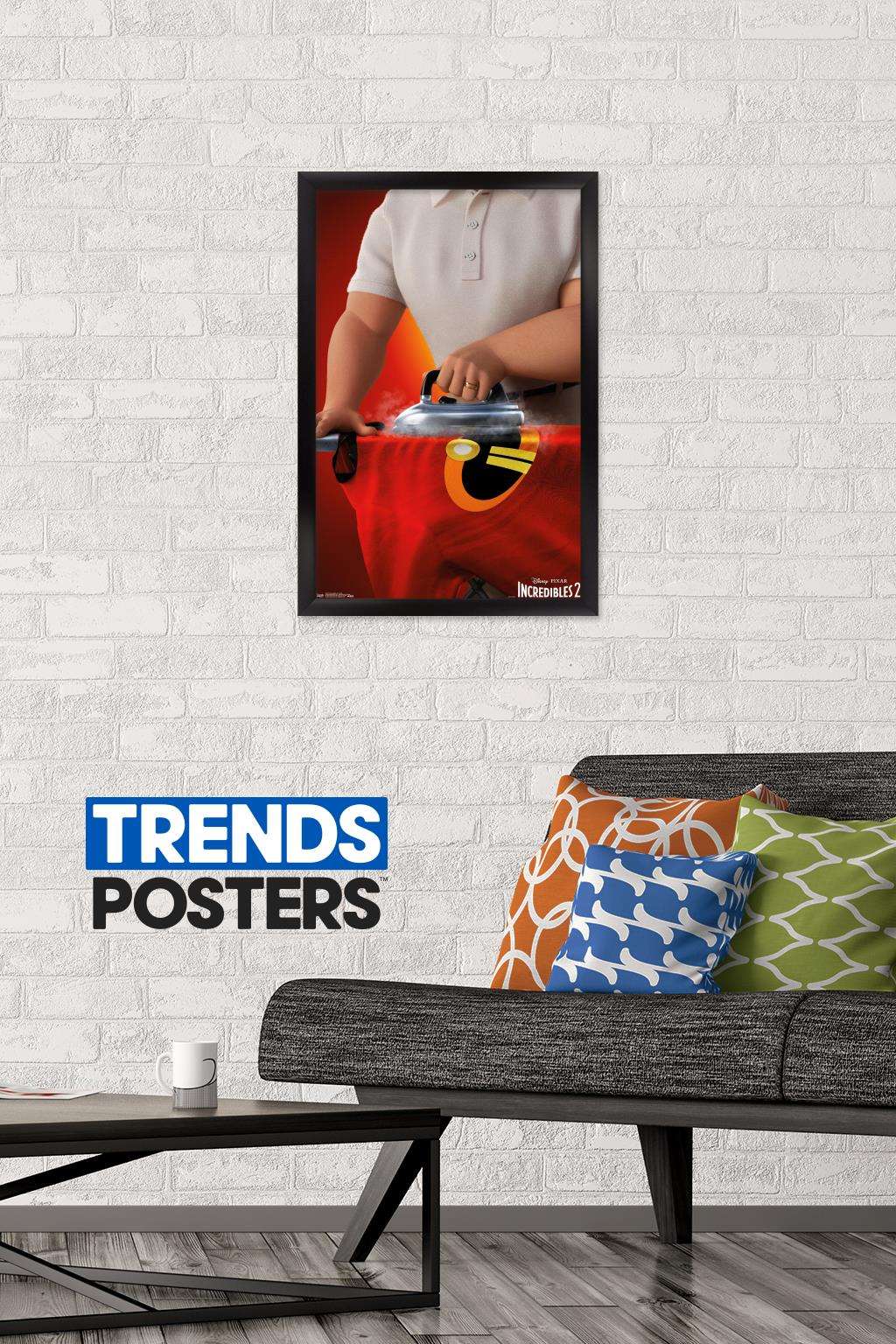 Disney Pixar The Incredibles 2 - Ironing Wall Poster, 14.725" x 22.375", Framed