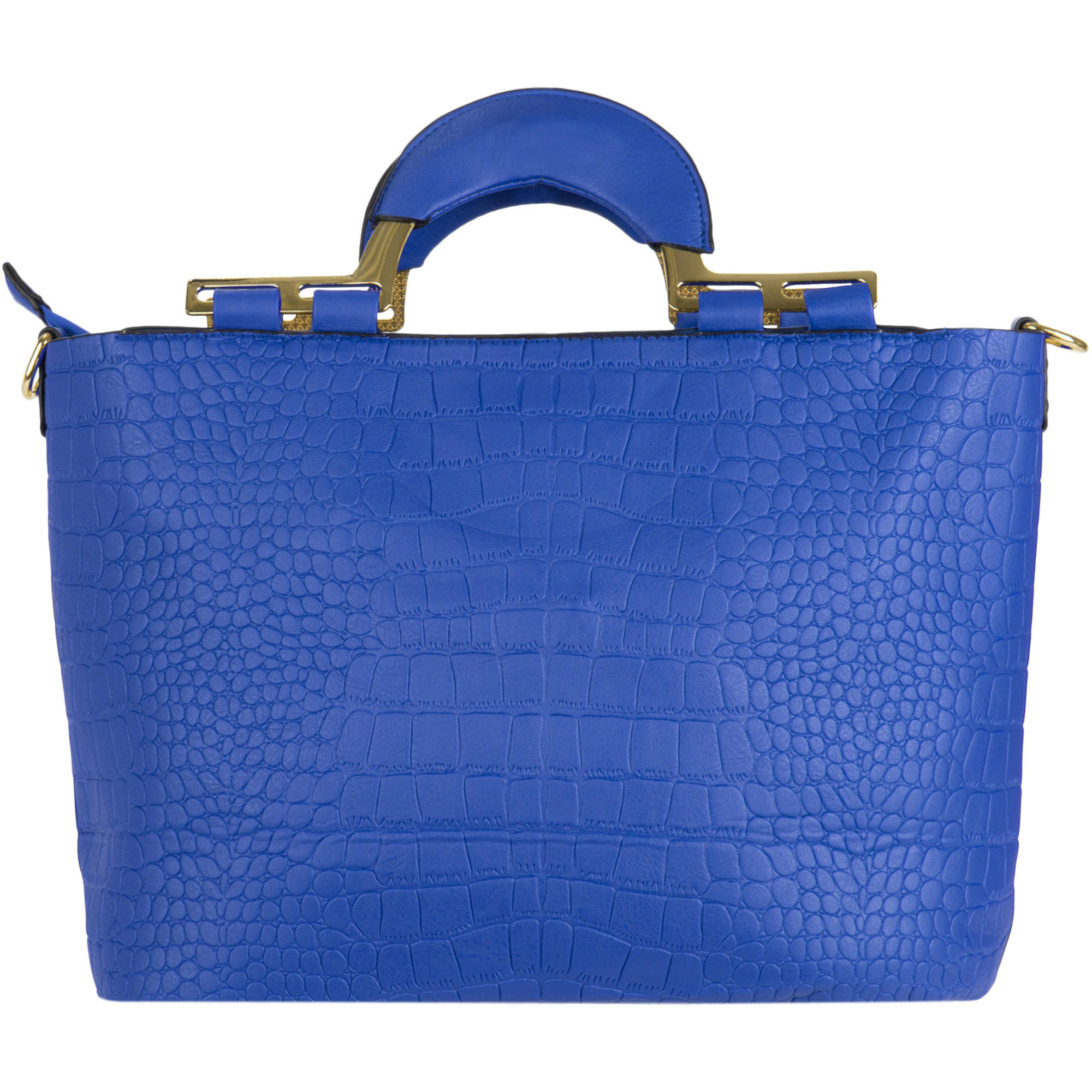 Women's Samba Over the Shoulder Leatherette Satchel Carrying Hand Bag with Shoulder Strap [Croc Skin Design]