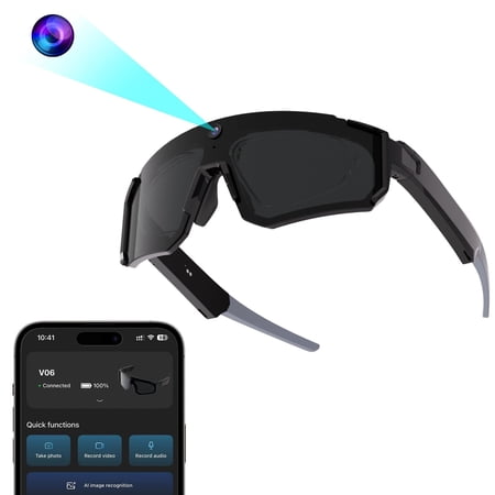 Tigebraver 2026 AI Smart Glasses With 4K Camera, Polarized UV400 Lenses, ChatGPT Enabled, EIS Stabilization, Dual Mic Noise Canceling & IP54 For Cycling & Hiking